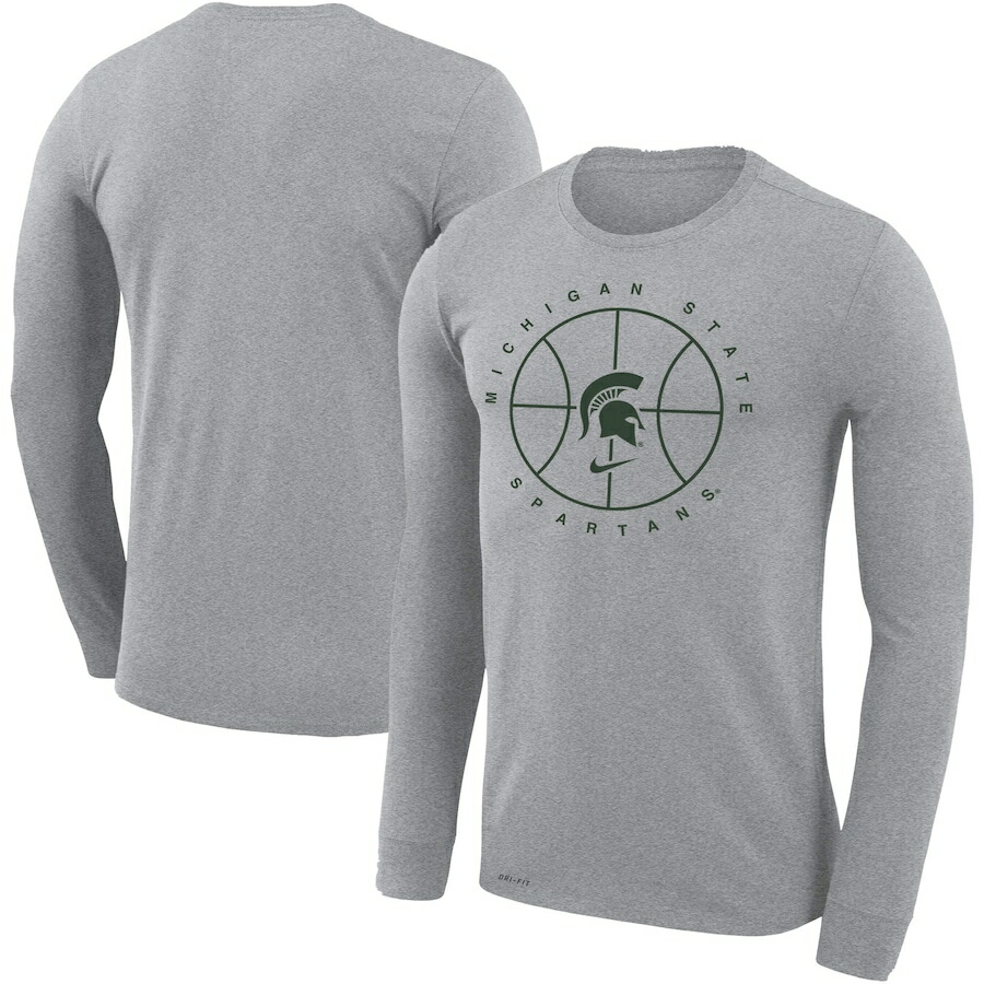 ナイキ メンズ プルオーバー ロンT 長袖 \"Michigan State Spartans\"" Nike Basketball Icon Legend Performance Long Sleeve T-Shirt - Gray"