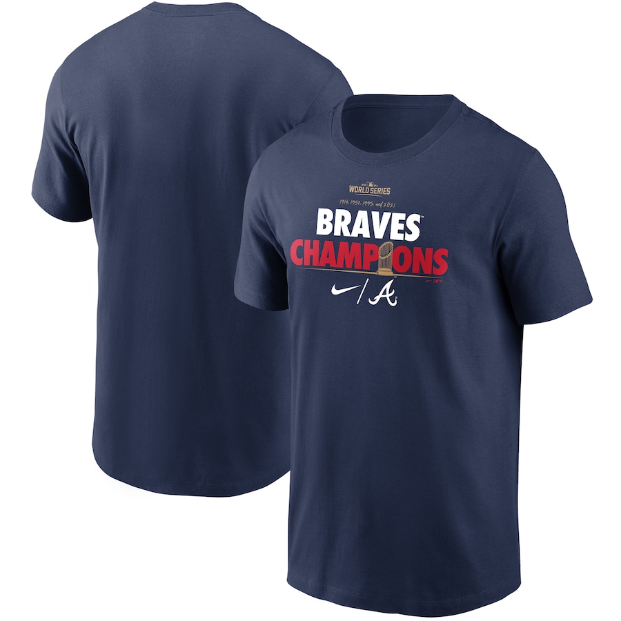 ナイキ メンズ Tシャツ Atlanta Braves Nike 2021 World Series Champions Celebration T-Shirt - Navy