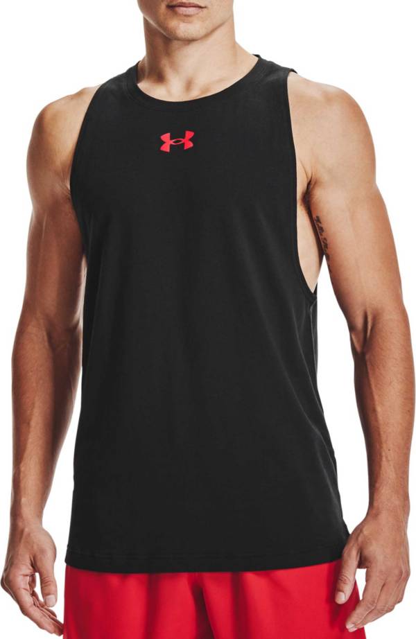 アンダーアーマー メンズ タンクトップ Under Armour Men's Baseline Cotton Tank - Black/Red/Red｜ｔｒｏｉｓ　ＨＯＭＭＥ