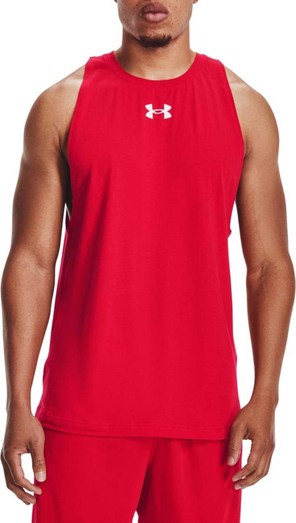 アンダーアーマー メンズ タンクトップ Under Armour Men's Baseline Cotton Tank - Red/Summit Wh/Summit Wht|trois HOMME
