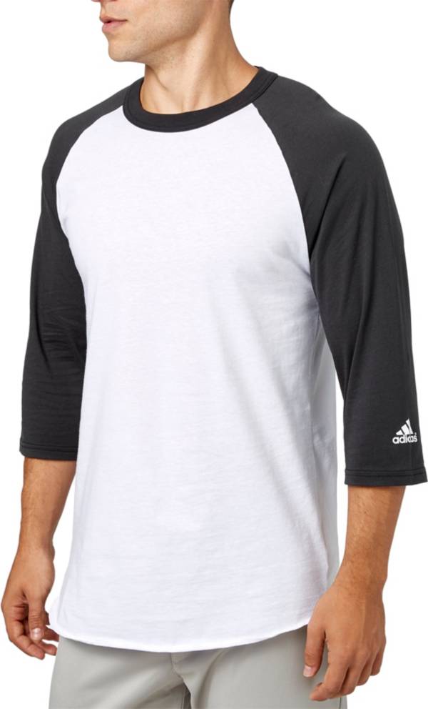 アディダス メンズ 野球 シャツ adidas Adult Triple Stripe 3/4 Sleeve Baseball Practice Shirt - Caviar