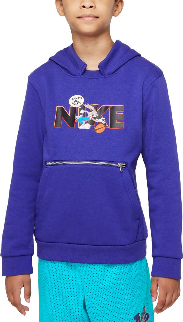 ナイキ キッズ パーカー Nike x Boys\u0027 Dri-FIT Space Jam 2 Basketball Pullover Hoodie - Light Concord メンズファッション-パーカー