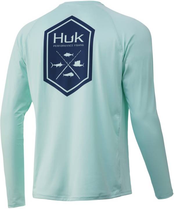 ハッキング メンズ プルオーバー 長袖 ロンT HUK Men\u0027s Hex Pursuit Long Sleeve Fishing Shirt - SEAFOAM