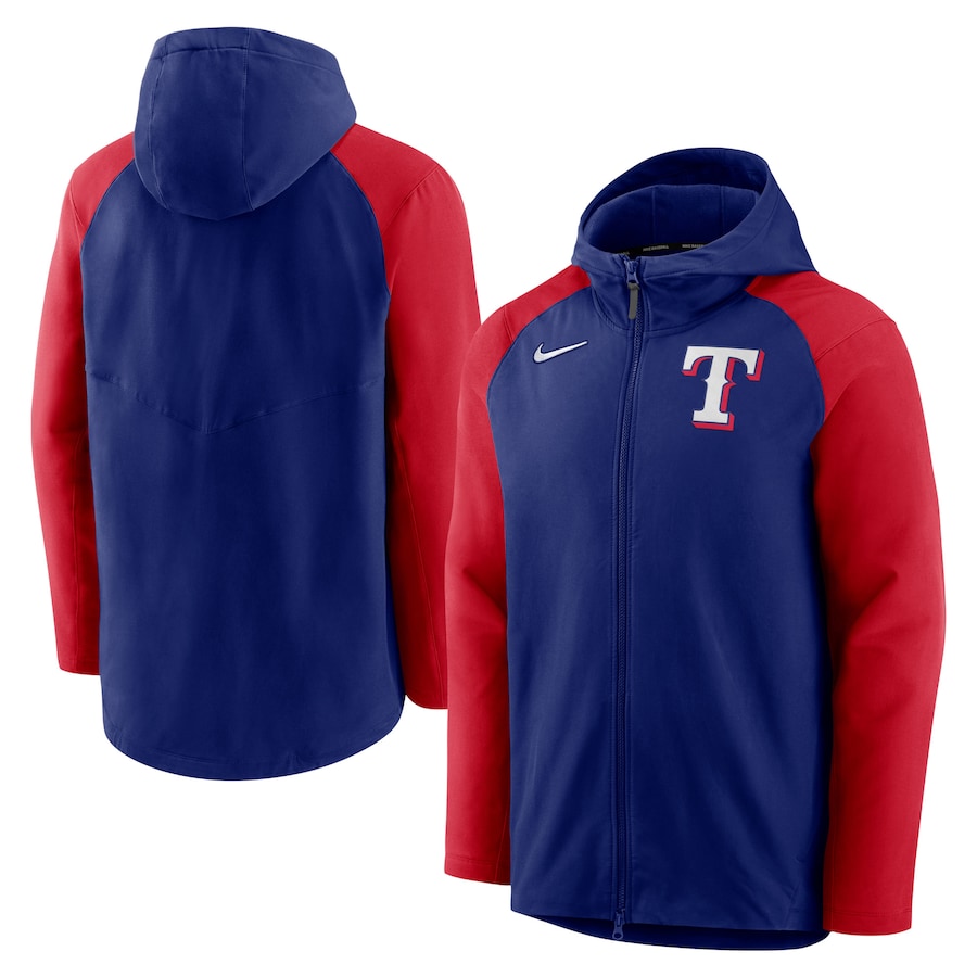 ナイキ メンズ パーカー ”Texas Rangers\" Nike Authentic Collection Full-Zip Hoodie Performance Jacket - Royal/Red