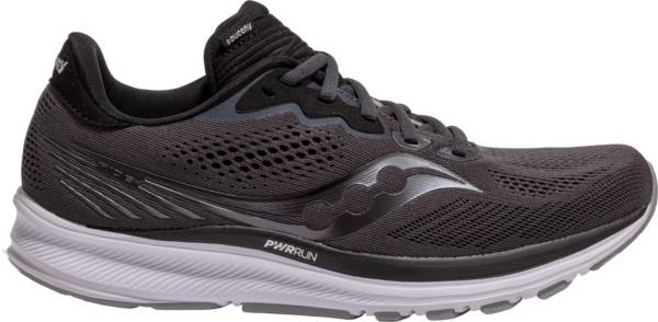 サッカニー メンズ ランニングシューズ Saucony Men's Ride 14 Running Shoes - Black/Grey|trois HOMME