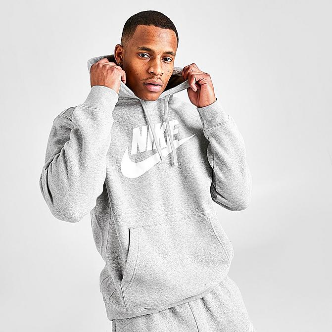 ナイキ メンズ パーカー Men's Nike Sportswear Club Fleece Hoodie - Dark Grey Heather/Matte Silver/White
