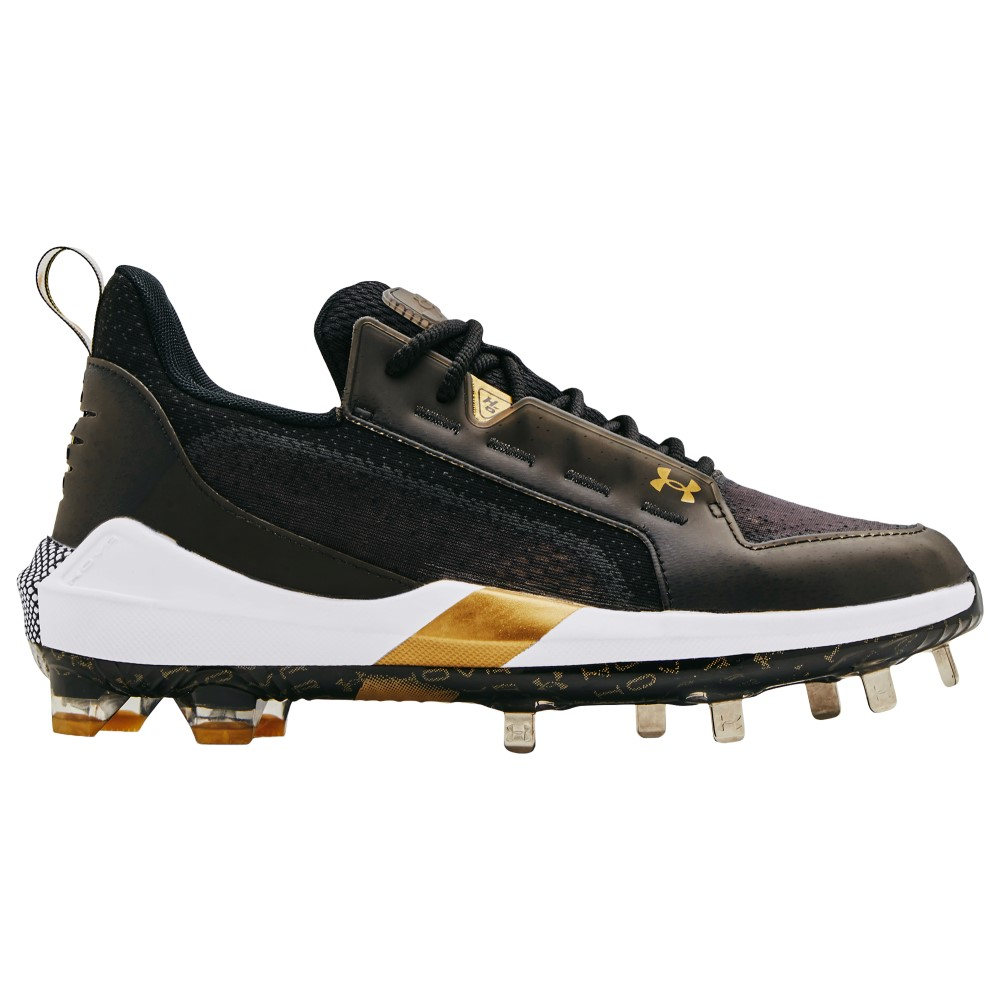 アンダーアーマー メンズ ベイスボール スパイク Under Armour Harper 6 Low ST - Black/Black/Metallic Gold