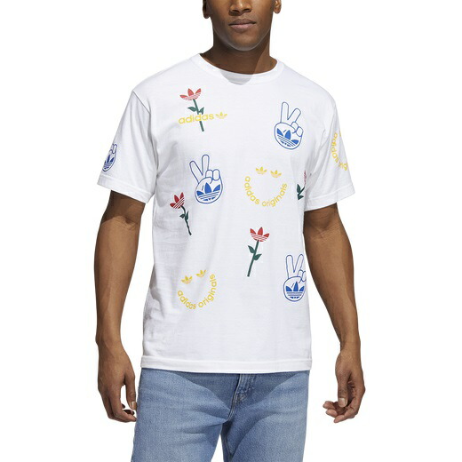 アディダスオリジナルス メンズ ティーシャツ 半袖 adidas Mood Boost T-Shirt - White/Multi メンズファッション-Tシャツ・カットソー
