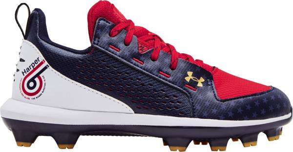アンダーアーマー キッズ ハーパー６ 野球 スパイク Under Armour Kids' Harper 6 USA TPU Baseball Cleats - White/Red