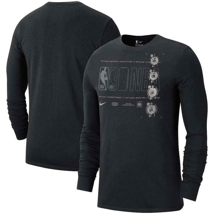 ナイキ メンズ プルオーバー ロンT 長袖 セルティックス \"Boston Celtics\"" Nike Courtside Chrome Long Sleeve T-Shirt - Black"