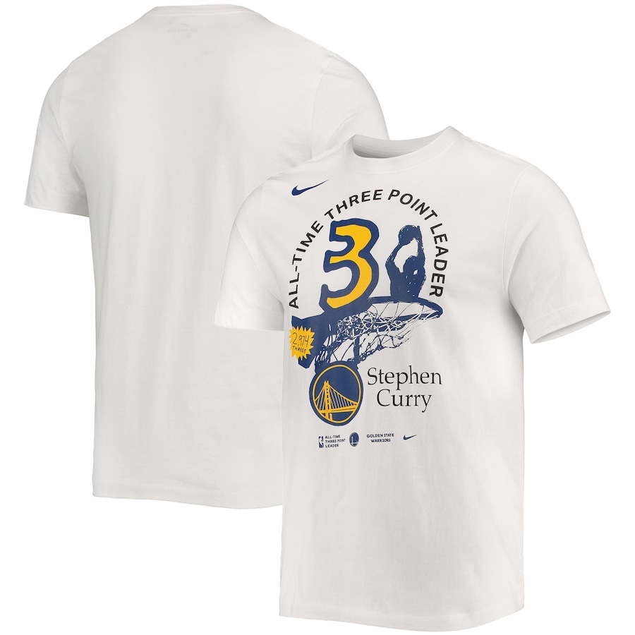 ナイキ メンズ プルオーバー ウォリアーズ Stephen Curry \"Golden State Warriors\"" Nike All Time Three Leader T-Shirt - White"