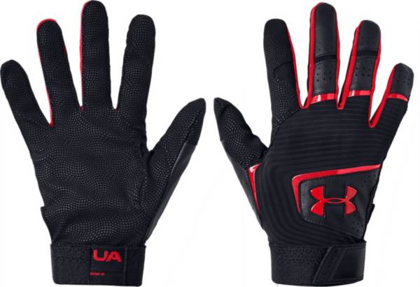 アンダーアーマー メンズ バッティンググローブ Under Armour Adult Clean Up Batting Gloves - Black/Red|trois HOMME