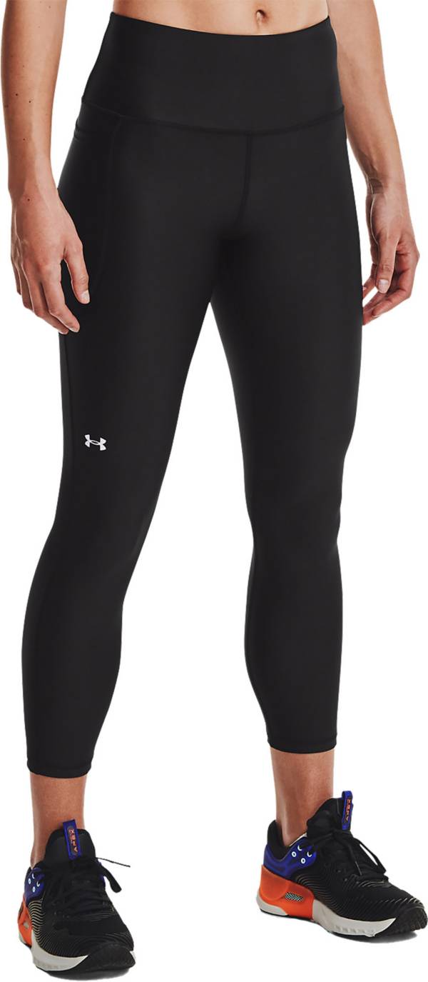 アンダーアーマー レディース レギンス Under Armour Women\u0027s HeatGear High Rise No-Slip Waistband 7/8 Leggings - Black/White