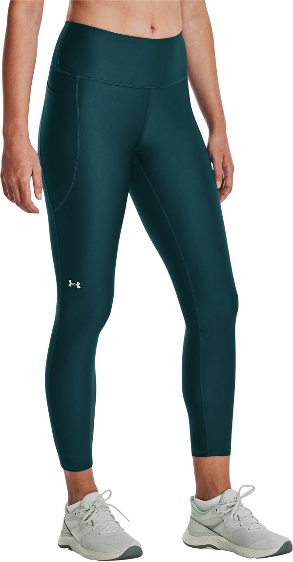 アンダーアーマー レディース レギンス Under Armour Women\u0027s HeatGear High Rise No-Slip Waistband 7/8 Leggings - Tourmaline Teal