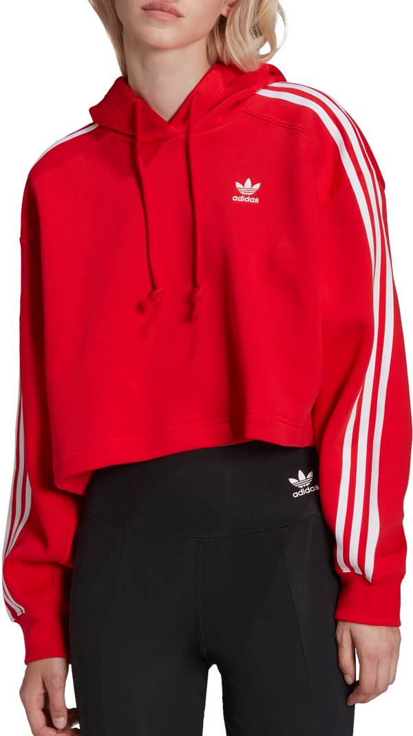 アディダス レディース パーカー adidas Originals Women's Adicolor Classics Cropped Hoodie - Vivid Red