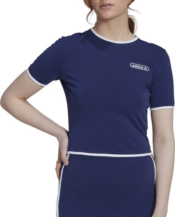 アディダス レディース プルオーバー 半袖 adidas Originals Women\u0027s Crop Binding Details T-Shirt - Night Sky