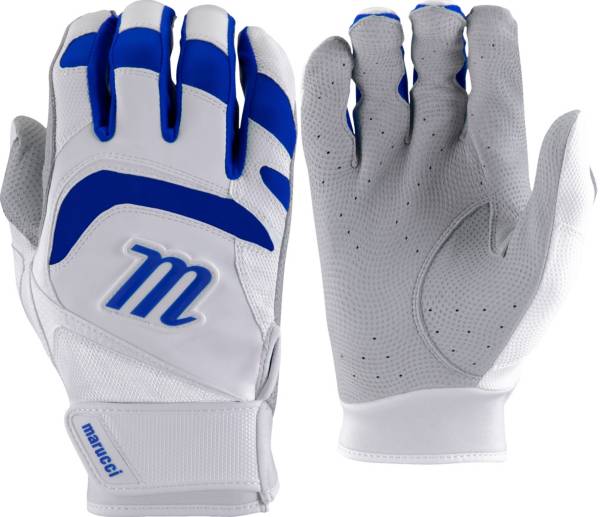 マルッチ メンズ バッティンググローブ Marucci Adult Signature 3 Batting Gloves - White/Royal Blue|trois HOMME