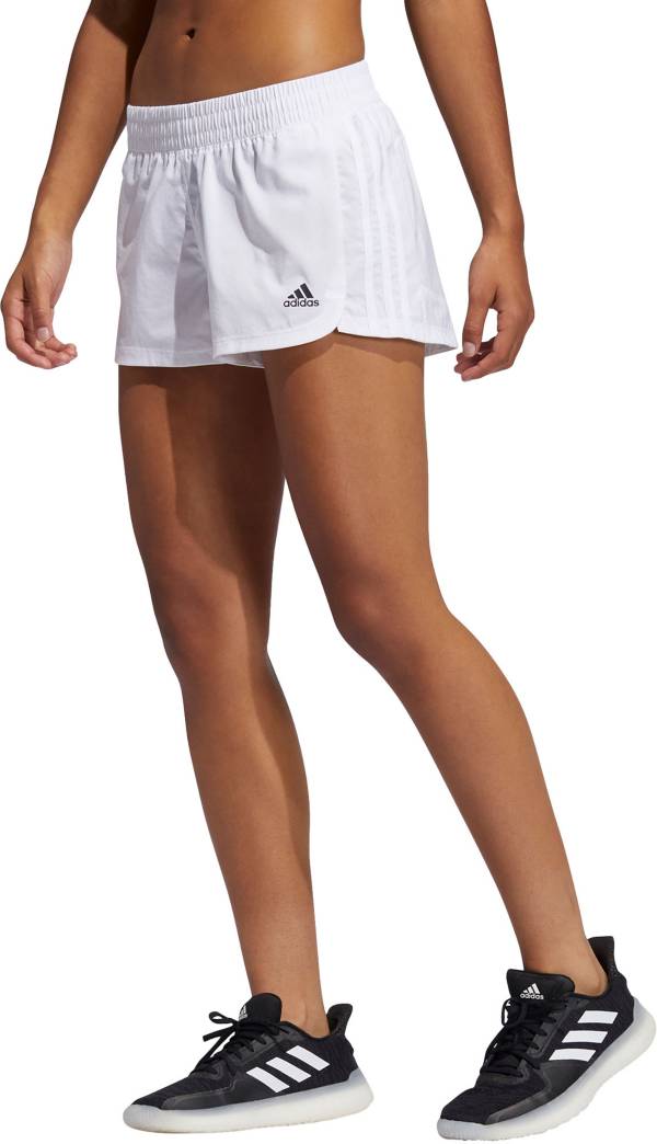 アディダス レディース トレーニングショーツ adidas Women's 3-Stripes Pacer Woven Shorts - White/White|trois HOMME