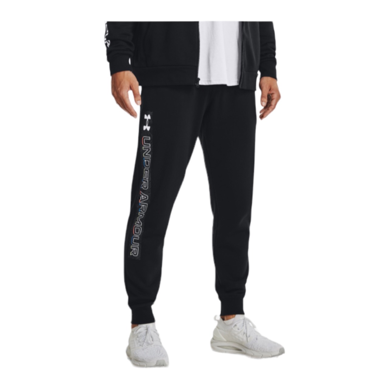 アンダーアーマー メンズ ジョガーパンツ Under Armour Rival FLC Graphic Joggers - Black/White｜ｔｒｏｉｓ　ＨＯＭＭＥ