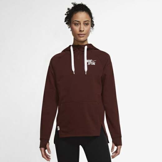 ナイキ レディース パーカー ソフトボール ドライフィット Nike Dri-FIT Flux Softball SS Hoodie - Bronze Eclipse/White えんじ ウィメンズ 13,410円
