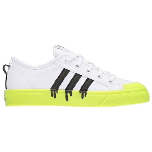 アディダス キッズ スニーカー adidas Nizza Dip Drip GS - White/Volt/Black 白 ホワイト ボルト かわいい|trois HOMME