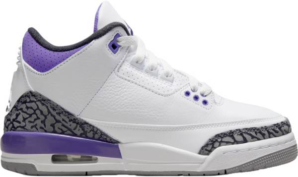 ジョーダン キッズ バッシュ Jordan Kids' GS Air Jordan 3 Retro - White/Black/Purple 白 ホワイト バスケットシューズ ミニバス 子供 男の子 女の子