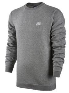 即納 ナイキ メンズ トレーナー スウェット 上 Nike Club Fleece Crew - Dark Grey Heather/White グレー 白 ホワイト