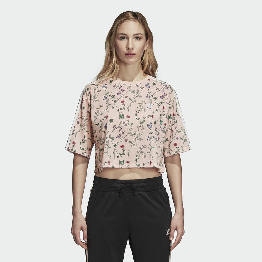 アディダス オリジナルス レディース adidas Originals LOVE REVOLUTION Crop T-Shirt クロップド Tシャツ 半袖 Multi|trois HOMME
