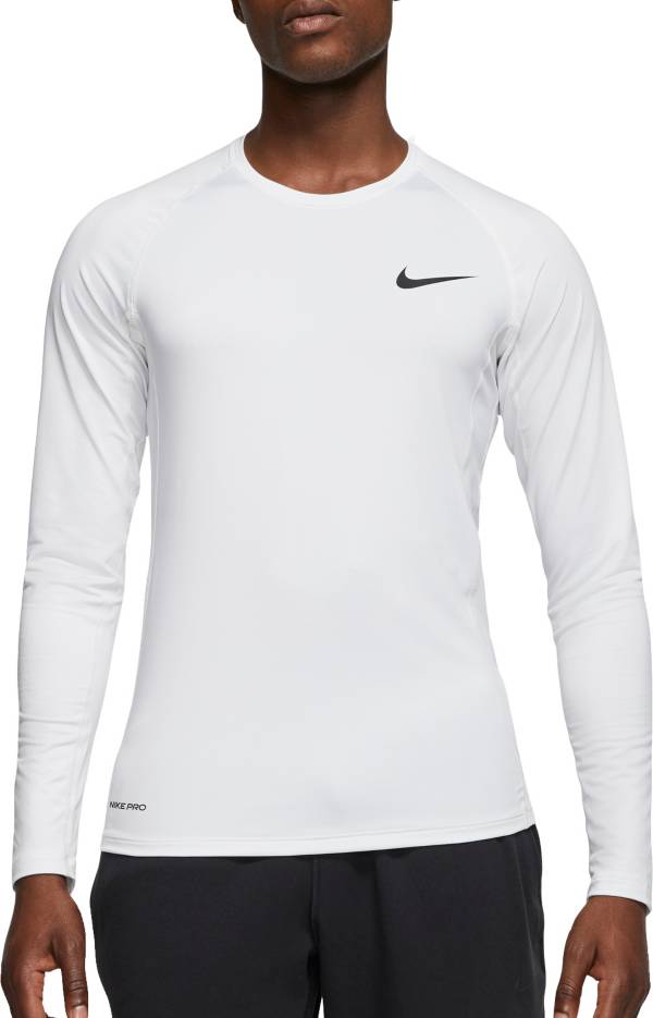 ナイキ メンズ Nike Men Pro Slim Fit Long Sleeve Shirt Tシャツ 長袖 ロンT WHITE/BLACK