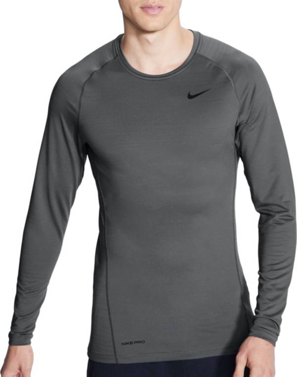 ナイキ メンズ Nike Men's Pro Warm Long Sleeve Shirt Tシャツ 長袖 ロンT IRON GREY/BLACK｜ｔｒｏｉｓ　ＨＯＭＭＥ