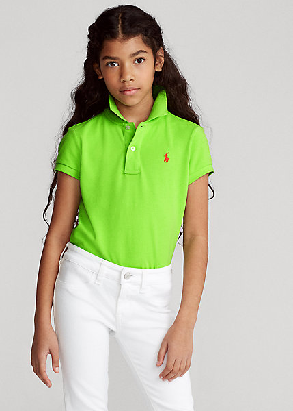 若者の大愛商品 ラルフローレン 7-16 ガールズ キッズ Polo Ralph Lauren Cotton Mesh Shirt ポロシャツ 半袖  Kiwi Lime 女の子 fucoa.cl