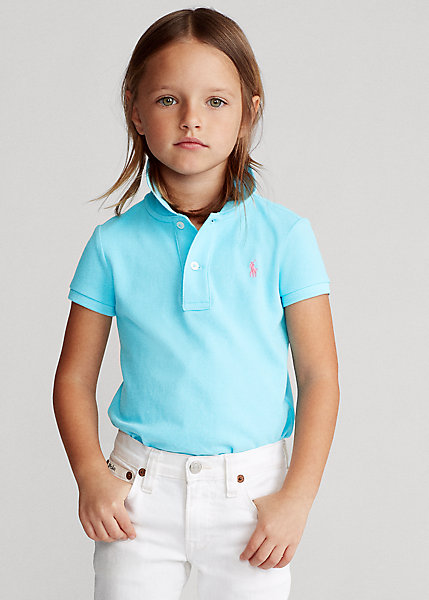 保存版】 ラルフローレン 2-6X ガールズ キッズ Polo Ralph Lauren Cotton Mesh Shirt ポロシャツ 半袖  French Turquoise 女の子 fucoa.cl