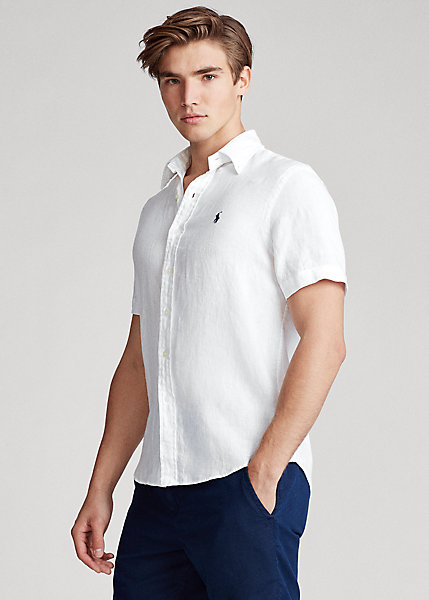 ポロ ラルフローレン メンズ Polo Ralph Lauren Classic Fit Linen Shirt カジュアルシャツ 半袖 White|trois HOMME