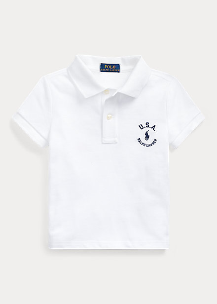 最大65％オフ！ ラルフローレン 2-6X ガールズ キッズ Polo Ralph Lauren Flag Cotton Mesh Shirt  ポロシャツ 半袖 White 女の子 fucoa.cl