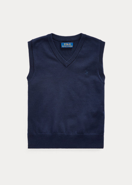 ラルフローレン 2T-7 ボーイズ キッズ Polo Ralph Lauren Cotton V-Neck Sweater Vest ベスト RL Navy