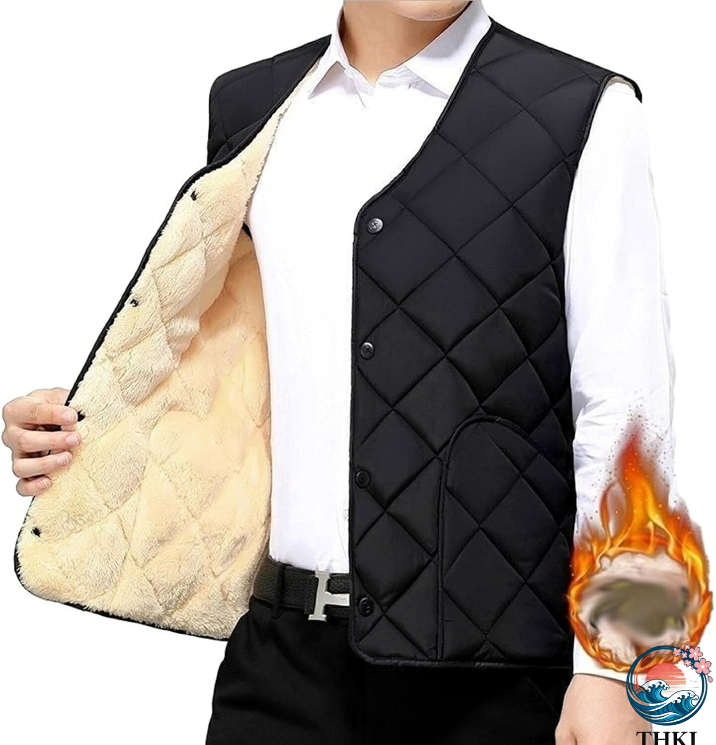 ベスト メンズ 裏起毛 ボアベスト Vネック 中綿 綿入れベスト チョッキ 冬服 あったかい 保温保暖 インナー インナーベスト チョッキ 無袖ジャケット アウター 流行り ファッション ブラック ネ