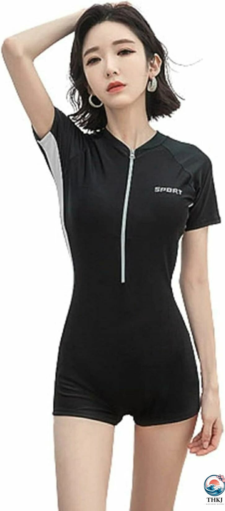 水着 レディース 競泳水着 フィットネス水着 ワンピース水着 半袖ラッシュガード 紫外線対策 オールインワン 体型カバー UVカット 女性用 水泳 トレーニング スポーツ水着 通気 大きいサイズ 練習