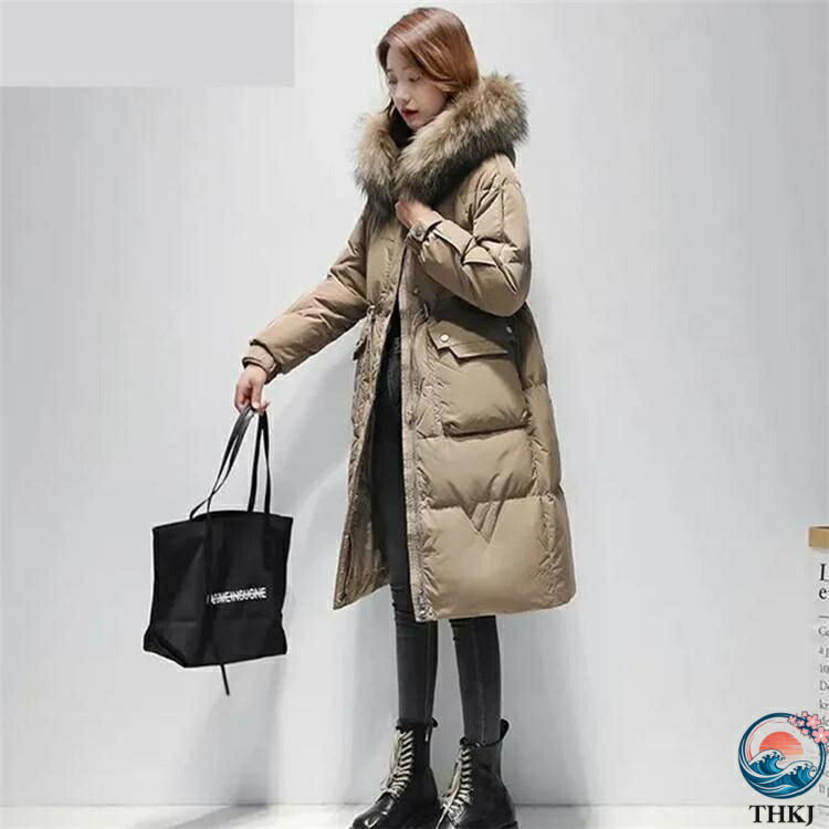 【全品5%尖んがり】落ちこむ(90%)  秋冬 ロングダウンコート レディース 落ちこむ厚地の外套 ロング  ボンネット付き添い人  レディース 落ちこむ ロング厚地の外套 アウター 落ちこむ 軽さ