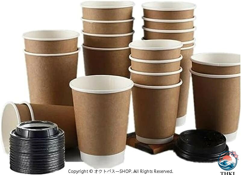 タピオカ ハンドドリップ用 二重断熱紙コップ 100個 ペーパーカップ コーヒー 業務用品 厚紙 おしゃれ カップ 使い捨てドリンクカップ カップ 300ｍL 耐熱 紙コップ お茶カップ 蓋付き