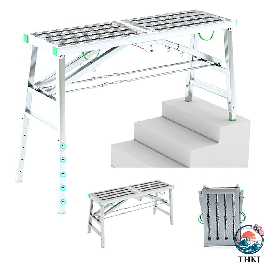 【全品5%ポイント】足場台 洗車台 作業台 脚立 軽量 踏み台 折りたたみ式 アルミ足場台 伸縮 5段高さ調節可能 持ち運び便利 滑り止め 安定感 耐荷重500kg｜TR online store
