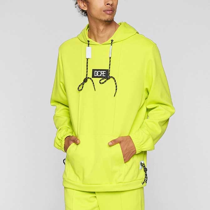 Lサイズ【30％OFF】DOPE ドープ CORE-TEK PLEATED PULLOVER (SAFETY GREEN) プルオーバーパーカー