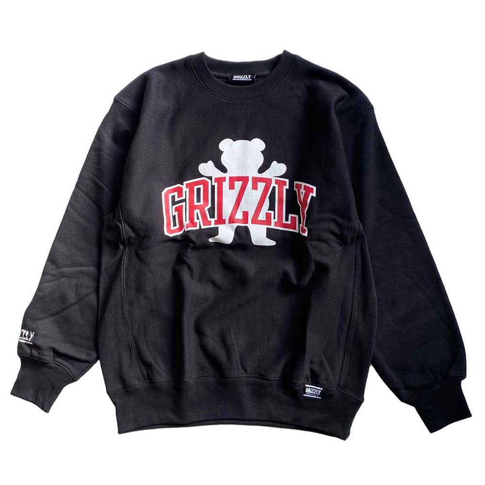 GRIZZLY グリズリー STAMP BEAR CREW SWEAT (BLACK) クルーネック スウェット トレーナー