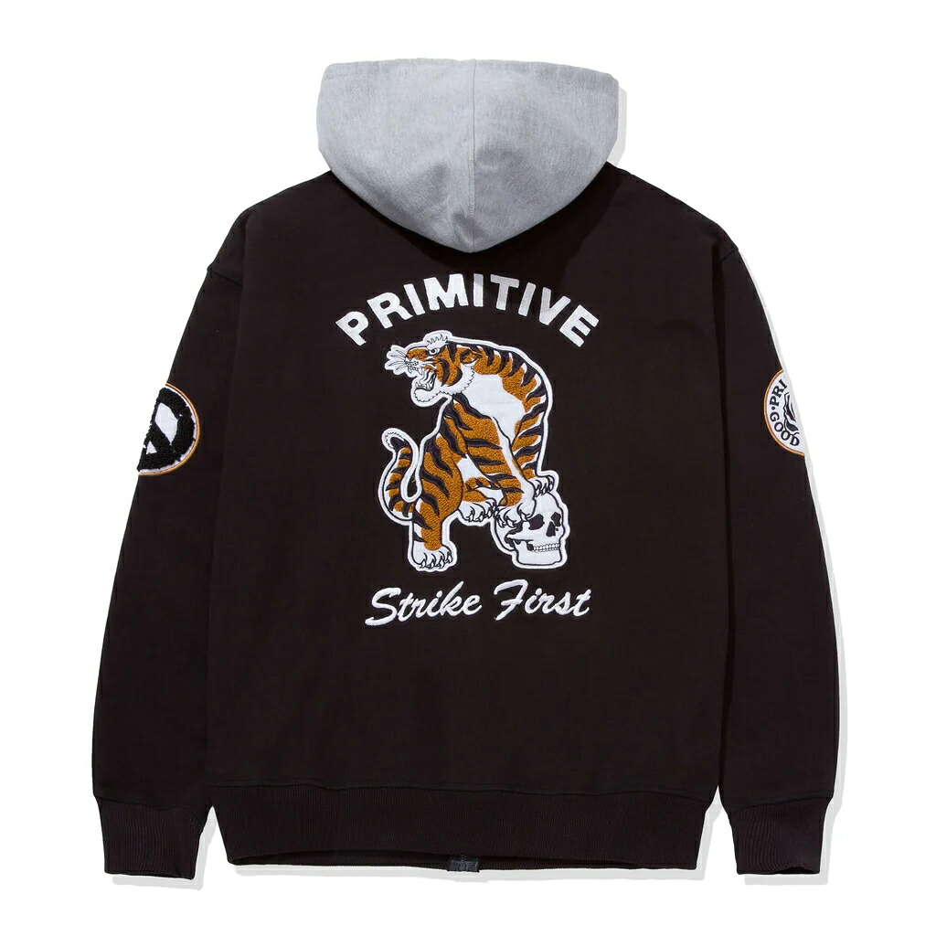 【20%OFF】PRIMITIVE プリミティブ ALUMNI ZIP UP HOOD (BLACK) ジップアップパーカー｜チルプロダクト
