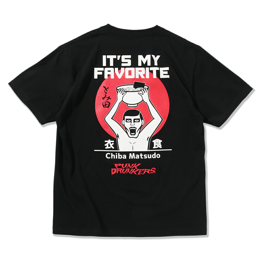 【4月発売予定予約】PUNK DRUNKERS パンクドランカーズ x 中華蕎麦とみ田 FAVORITE.TEE (BLACK) 半袖Tシャツ