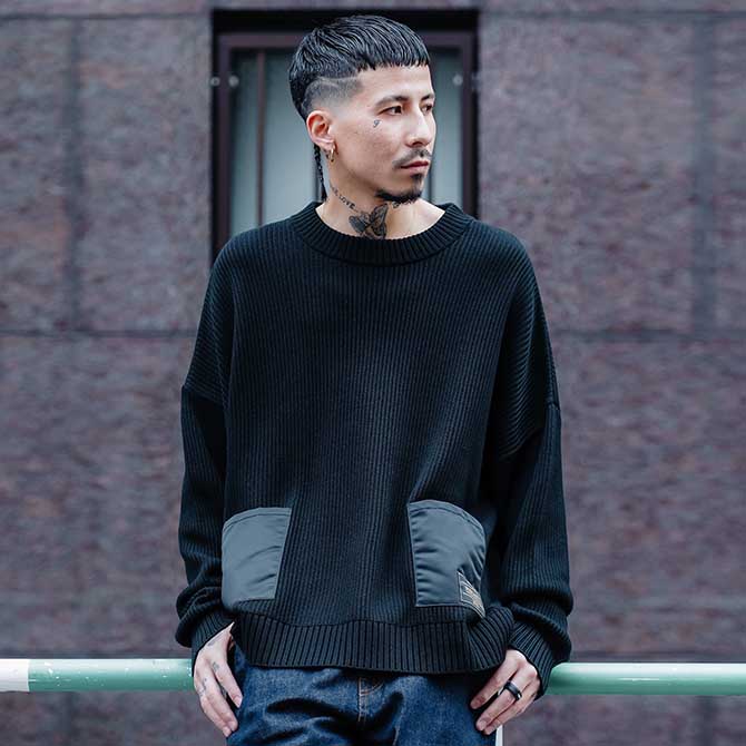 【30%OFF】Subciety サブサエティー TACTICAL SWEATER (BLACK) セーター|チルプロダクト