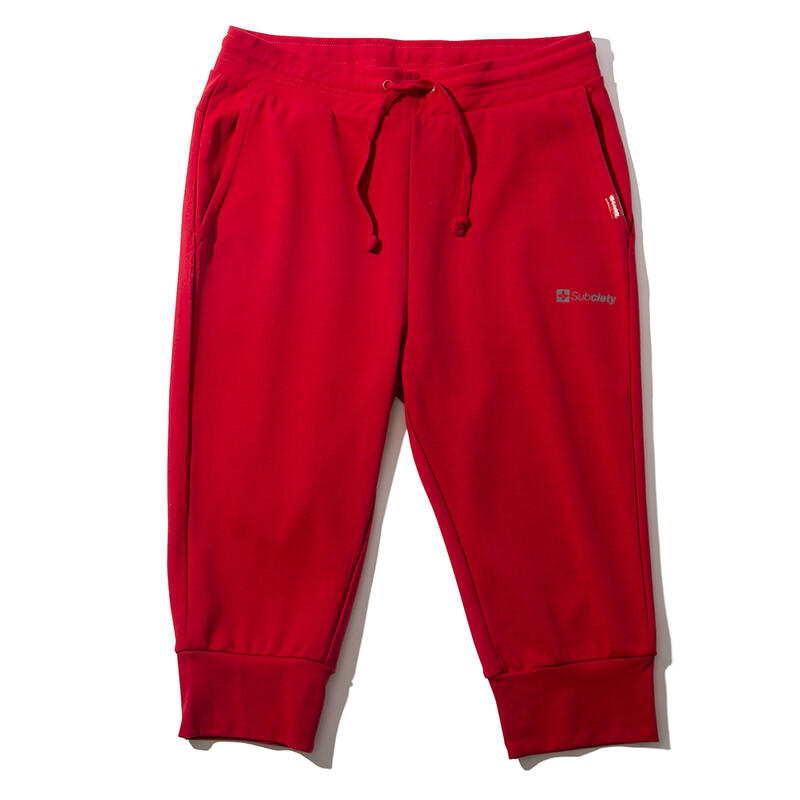 Mサイズ【30%OFF】Subciety サブサエティー (RED) HI-PERFORMANCE SWEAT SHORTS 3/4丈スウェットショーツ ジョガーパンツ セットアップ可