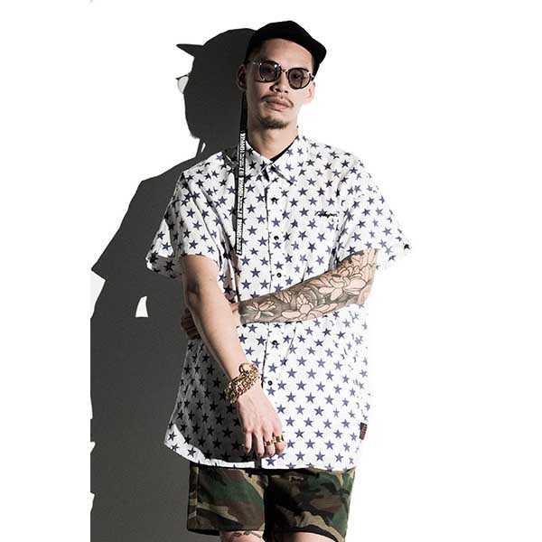 【30%OFF】ZEPHYREN ゼファレン (WHITE) STAR BIG SHIRT L/S -Resolve- 半袖ビッグシルエットシャツ