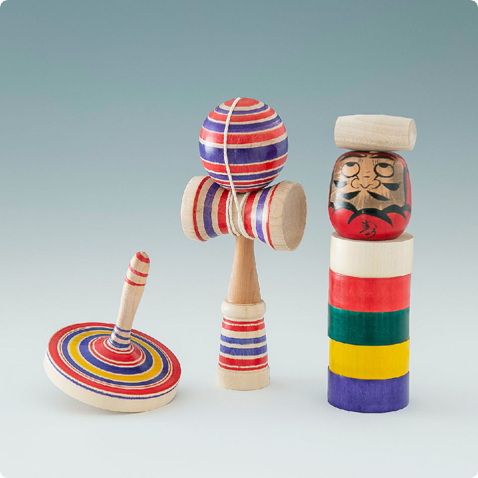 楽天市場 木地玩具セット けん玉 だるま落とし 手ごま 宮城県の木地玩具 とろっとみやぎ