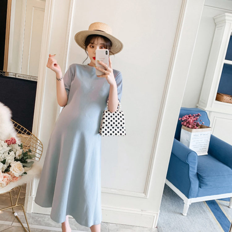 市場 産前 ルームウェア フレアスカート 半袖 マタニティ ロングワンピース 夏 リゾート アウトドア 授乳服