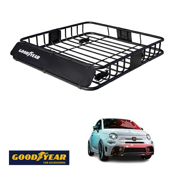 【GOODYEAR正規品】 スチール ルーフラック ROAD PRO 1111mm×158mm×993mm 耐荷重100kg ブラック 組み立て式 GOODYEARロゴ入り ルーフキャリア バスケット ベースキャリア カーゴネット アバルト アバルト695 312|トラックチューナーズ店